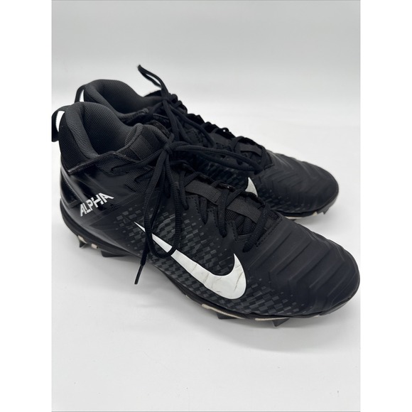 Nike Alpha FastFlex Football Cleats Youth Size 11 Black White Molded Studs\